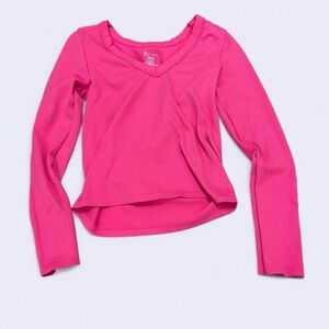 No Boundaries Hot Pink Ribbed V-Neck Top